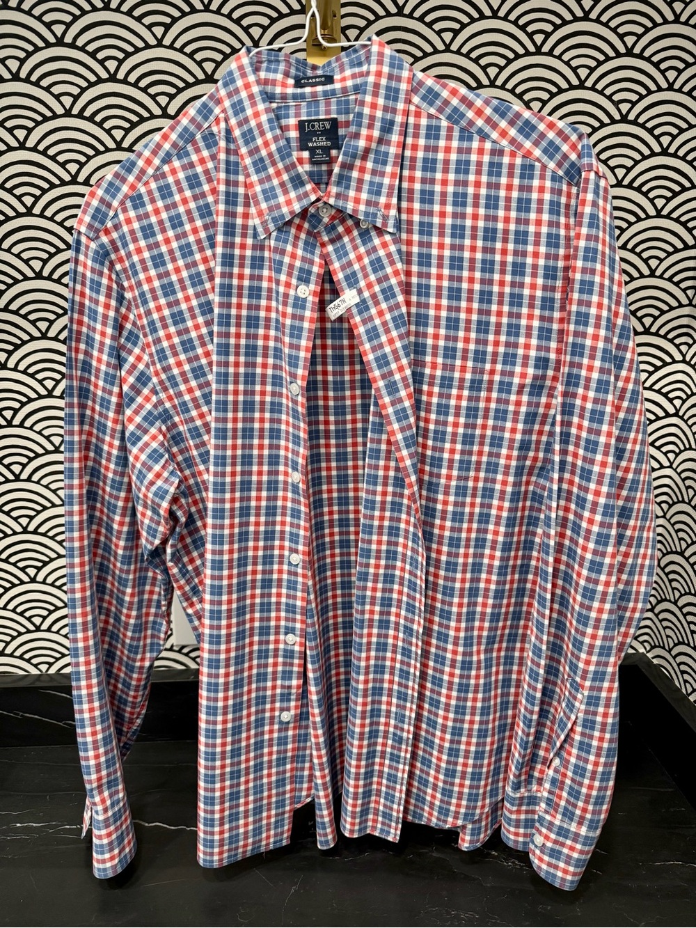 J. Crew Men's Red, White & Blue Plaid Button-Down Shirt